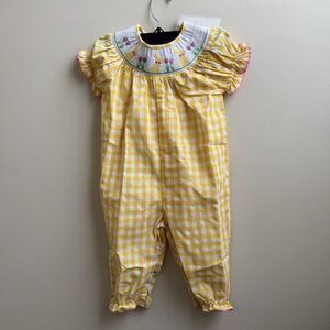 NWT Lil Cactus Baby Girls Bunny Easter Smocked Romper SIZE 18-24 Months